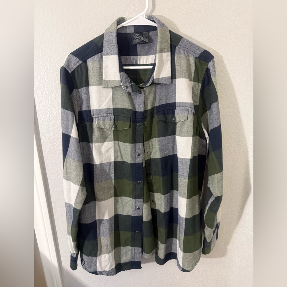 Stormtech Green and Blue Plaid Button-Up Shirt